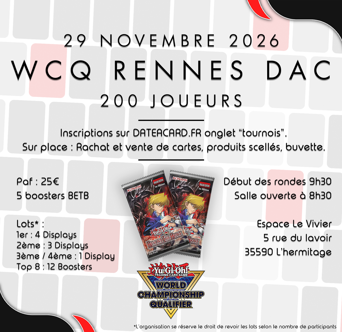 Yu-Gi-Oh! - WCQ Rennes by Dateacard - Dimanche 29 Novembre