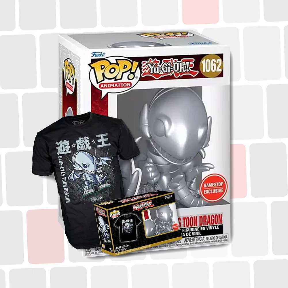 Funko Pop Yu-Gi-Oh ! : Dragon Blanc aux Yeux Bleus Toon Silver + T-shirt