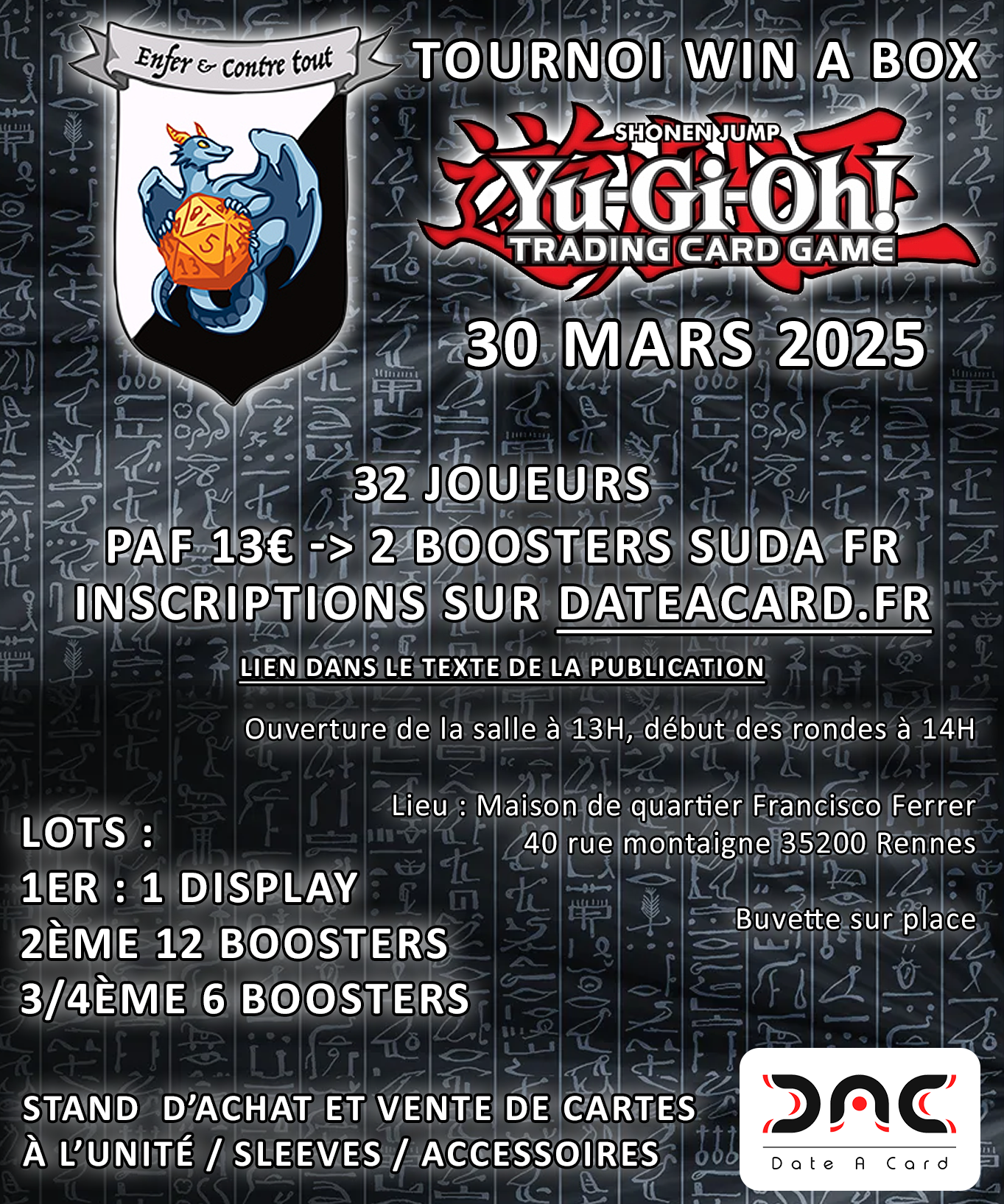 Inscription tournoi WIN A BOX 30/03/2025