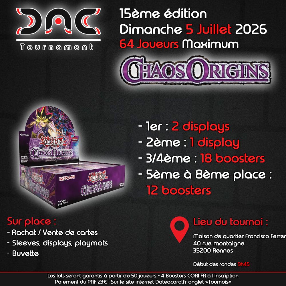 DAC Tournament 15 - Chaos Origin - 5 Juillet 2026